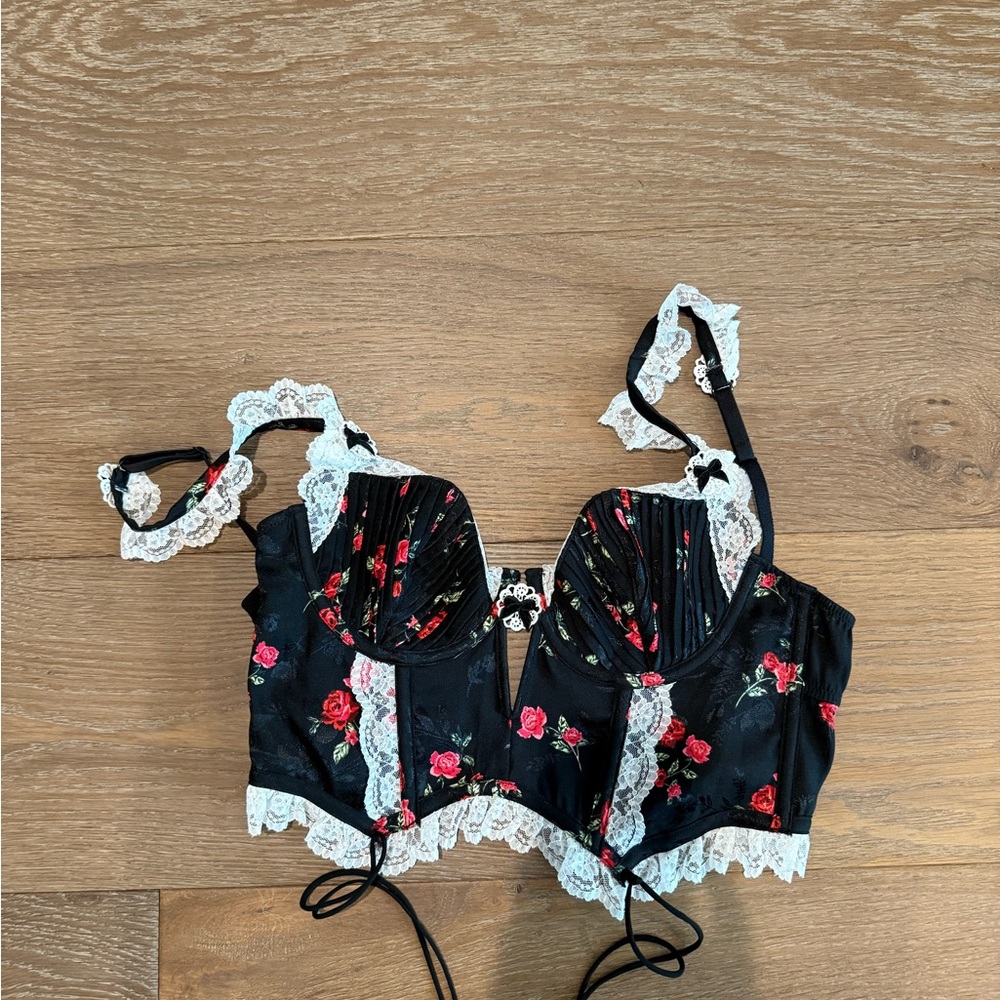 For Love And Lemons Black Floral Lace Top